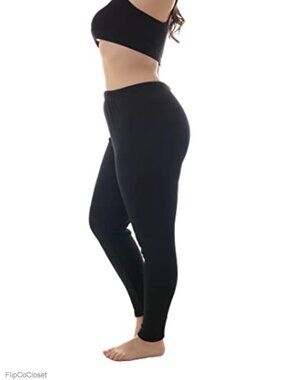 Plus Size 100% Cotton Fleece Lined Leggings Thick Warm Winter Sports
